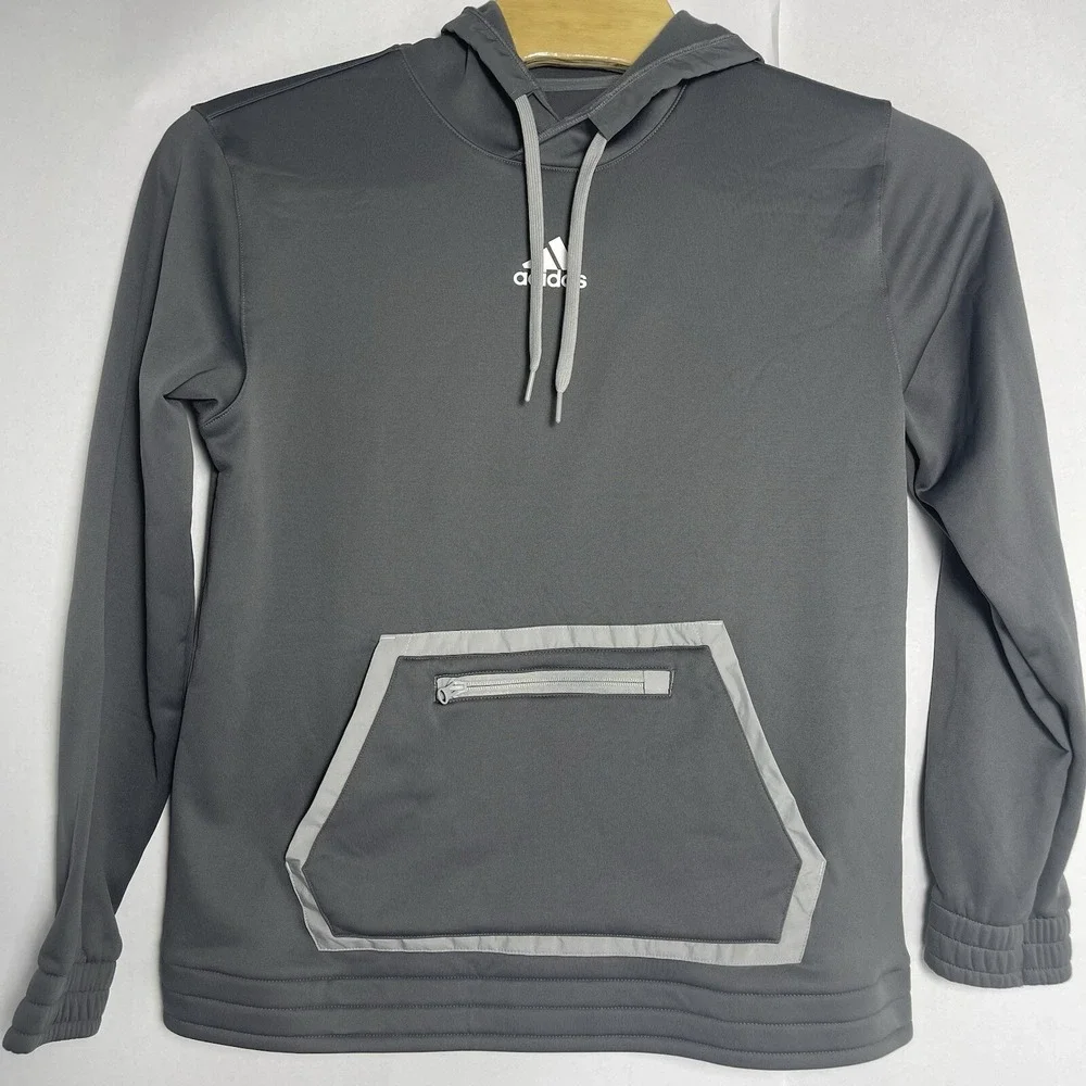 Adidas Mens Medium Grey Gray‎ Team Issue Pullover Aeroready Hoodie Sweatshirt